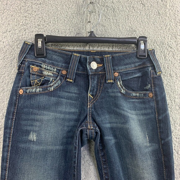 Y2K 90s True Religion Jeans Thick Stitch Boot Cut Blue WC92317QV Sz 27 X31 USA - Picture 13 of 15